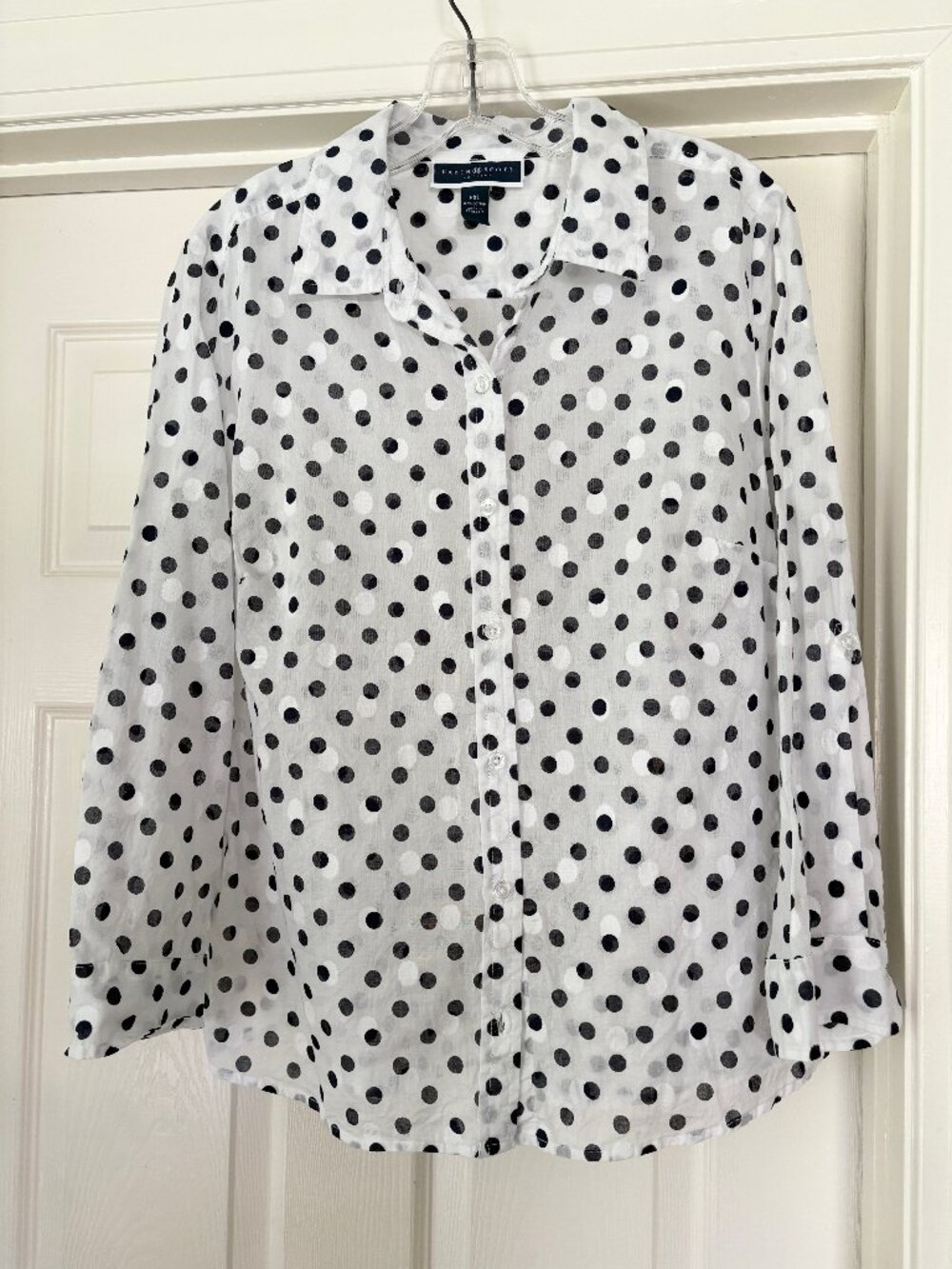 Karen Scott polka dot button-down, PXL